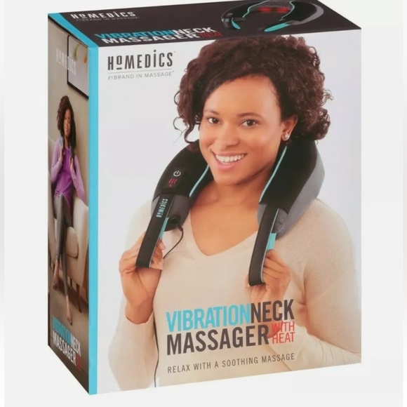 HoMedics Vibration Neck Massager w/ Heat 2 Speed Portable Soft Foam Dual Power - Picture 1 of 4
